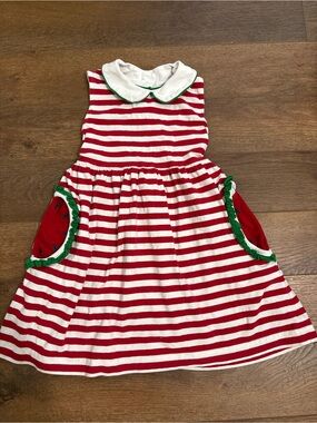 Florence Eiseman Red & White Striped Watermelon Pocket Dress 4T Girls